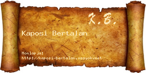 Kaposi Bertalan névjegykártya
